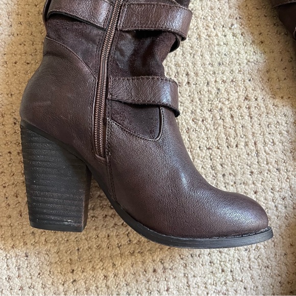 Steve Madden Strappy Moto Riding Boots Heeled Rudsag Brown Leather Rugged Boho - Picture 9 of 16